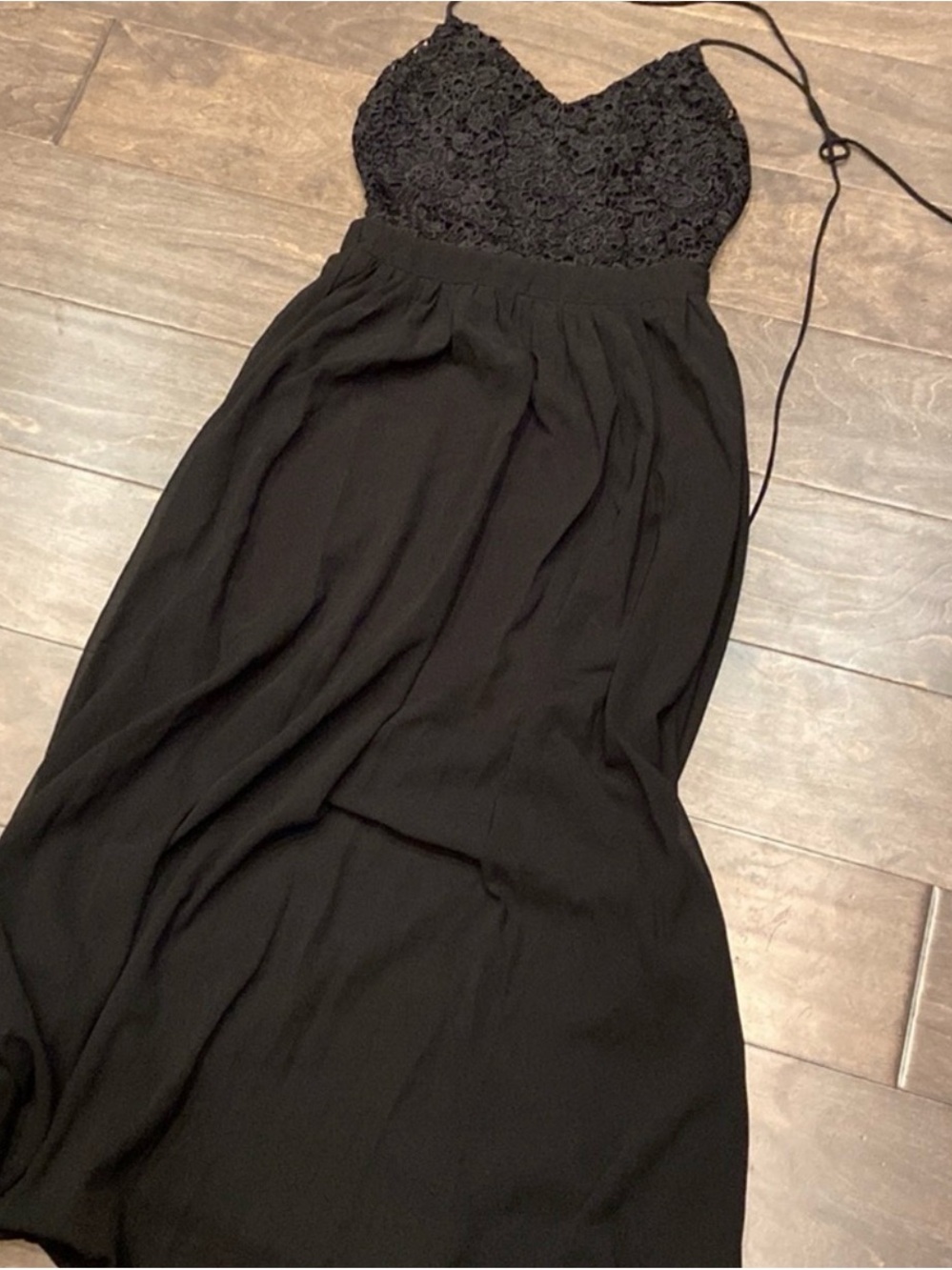 Double Zero Black Lace & Chiffon Maxi Dress - Picture 6 of 9